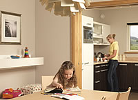 open plan kitchen dining area